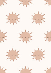 Childish sun pattern. Bohemian Baby Pattern. Boho kids sunshine print for nursesy