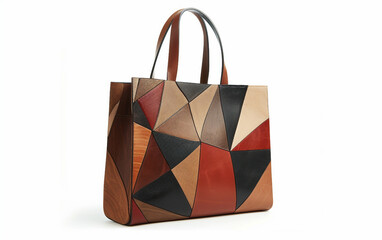Cubist Design Leather Tote Bag on white background.PNG