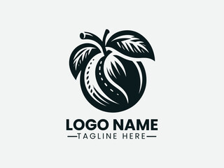 Peach Fruit Vector Logo Design, Fresh Peach Logo