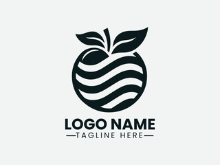 Peach Fruit Vector Logo Design, Fresh Peach Logo