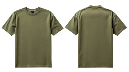 Png of Olive green t-shirt showcasing a simple and modern design, perfect for casual wear on transparent background.