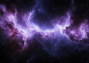Obraz premium Purple nebula in deep space with stars.