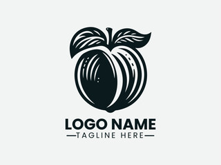 Peach Fruit Vector Logo Design, Fresh Peach Logo