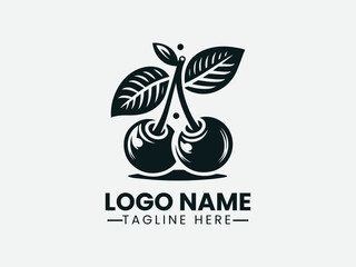 Cherry Fruit Vector Logo Design, Fresh Cherry Logo Sweet Cherry Logo