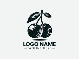 Cherry Fruit Vector Logo Design, Fresh Cherry Logo Sweet Cherry Logo