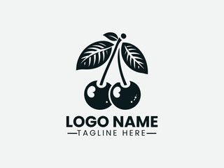 Cherry Fruit Vector Logo Design, Fresh Cherry Logo Sweet Cherry Logo