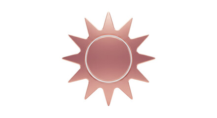 Isolated Rose Gold Sunburst Shape with Circular Center