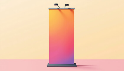 Banner stand with gradient design on pastel background