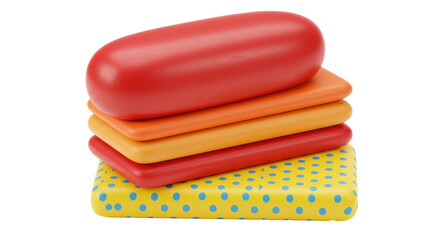 Isolated Stack of Colorful Pancakes with Polka Dot Base