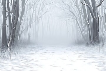 Snowy Path Through A Foggy Winter Forest