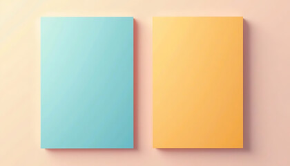 Fototapeta premium Minimalist blank posters in blue and yellow colors