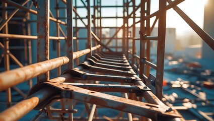 Unstable Scaffolding, Safety Hazards, Risk of Fall, Industrial Construction

