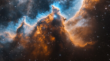 Deep space nebula with glowing gaseous clouds