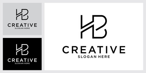 HB or BH initial letter logo design vector