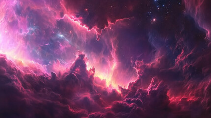 Deep space nebula with glowing gaseous clouds