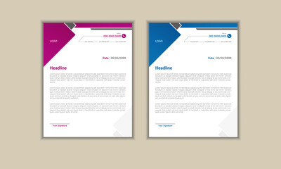 professional Modern letterhead design template. corporate company business letterhead  with color variation Clean business style letterhead bundle of your corporate project.