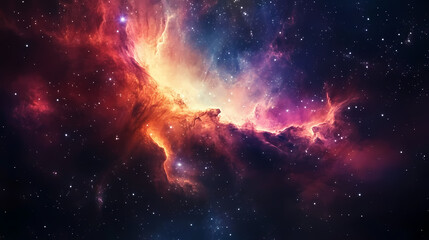 Fototapeta premium A stunning cosmic view of a glowing nebula drifting through the vast universe. Nebula Drift. Illustration