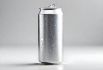 Plain blank Aluminum slim can in silver isolated on White Background. Mockup Can