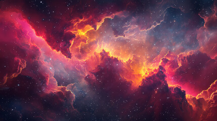 Naklejka premium Firmament mesmerizing plasma cosmic ruby coral drifts hues tapestry. Nebula Drift. Illustration