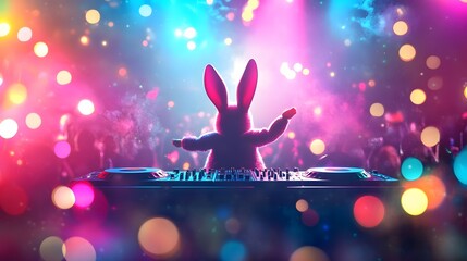 Easter Bunny DJing at a Nightclub