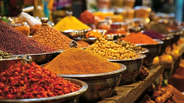 Vibrant Spices at a bustling Market