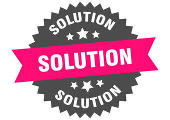 solution. solution round pink label isolated on transparent background