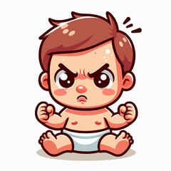 Obraz premium A cartoon baby with a red face and clenched fists
