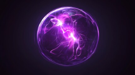 Glowing purple energy sphere isolated on black background.