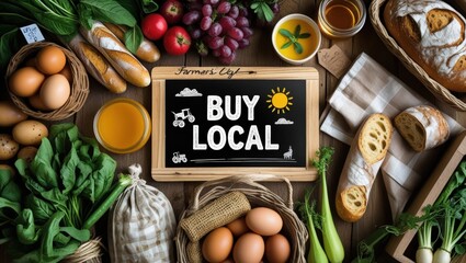 Farm-to-Table Bounty: A Vibrant Flat-Lay of Local Farmers’ Fresh Harvest & Artisan Goodies