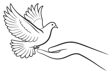 Obraz premium Graceful Hand and Dove Vector Art. A Peaceful Gesture