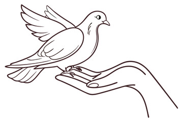 Fototapeta premium Elegant Hand Offering Dove Vector Illustration