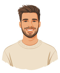 Fototapeta premium Cheerful young man with a short beard enjoys a sunny afternoon outdoors in a vibrant urban setting