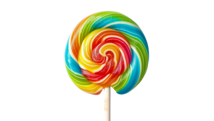 Lollipop candy, colorful swirled lollipop isolated on a white background with a clipping path, a