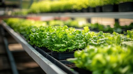 Growing fresh lettuce in a hydroponic system demonstrates sustainable farming practices aimed at water conservation