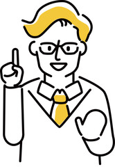 定番　伝わる 人物イラスト  メガネの会社員の男性解説