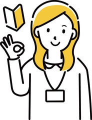 定番　伝わる 人物イラスト　初心者OKオフィスの髪の長い女性