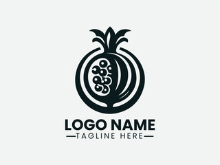 Pomegranate Fruit Vector Logo DesignFresh Pomegranate Logo