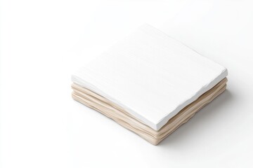 Stacked, layered, textured, white and beige square