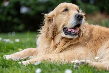 Golden retriever muzzle portrait. Stunning example of golden retriever dog.

