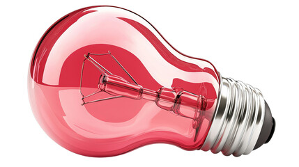 Png of A vibrant red light bulb with a reflective surface, showcasing a sleek design and intricate filament details on transparent background.