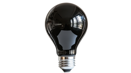 Png of A stylish black light bulb with a metallic base, adding a modern touch to any space on transparent background.