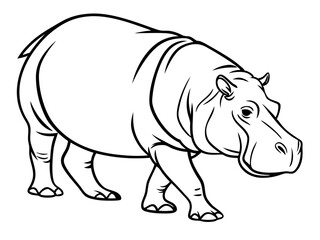 Fototapeta premium Minimalist Hippopotamus Vector Design on White