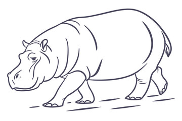 Fototapeta premium Minimalist Hippopotamus Vector Design on White