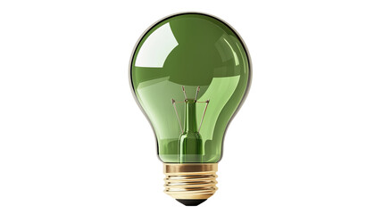 Png of A vibrant green light bulb, symbolizing eco-friendly energy solutions and creativity on transparent background.
