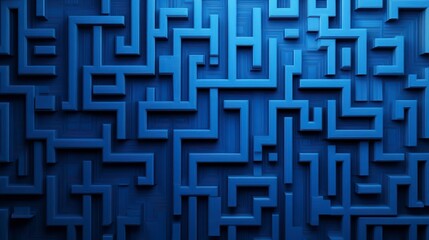 Abstract blue 3D maze pattern background.
