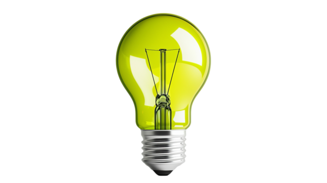 Png of Bright green light bulb illuminating creativity and innovation on transparent background. - Powered by Adobe