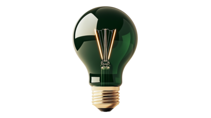Png of A striking green light bulb showcasing a unique design, symbolizing creativity and innovative ideas on transparent background.