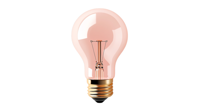 Png of A clear light bulb featuring a vintage filament design, symbolizing creativity and innovation on transparent background.