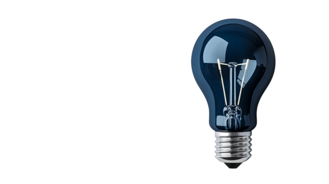 Png of A sleek, modern light bulb with a reflective glass surface, showcasing its unique filament design and contemporary aesthetic on transparent background. - Powered by Adobe