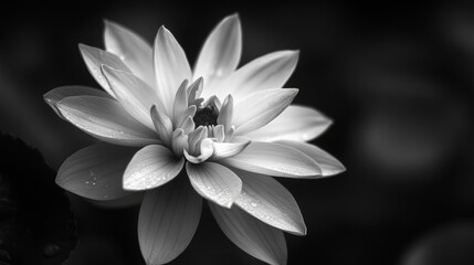 Artistic black and white photograph of a blooming flower.